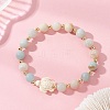 Natural Flower Amazonite & Synthetic Turquoise Stretch Bracelets BJEW-JB13474-1