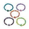 Round Dyed Synthetic Turquoise Beads Stretch Bracelets BJEW-JB10609-1