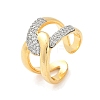 Brass Micro Pave Clear Cubic Zirconia Cuff Rings for Women RJEW-R011-11G-02-4