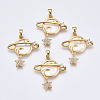 Brass Micro Pave Clear Cubic Zirconia Pendants KK-Q277-015-NF-1