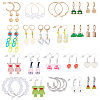 4 Styles Alloy Resin Hoop Earring Set for Women EJEW-UN0002-79-1