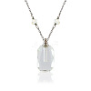 Glass Rectangle Perfume Bottle Pendant Necklace with Titanium Steel Chain BOTT-PW0001-115D-03-1