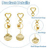 2Pcs Brass Shell Shape Pendant Keychains HJEW-HS00090-4