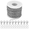 BENECREAT 25m 304 Stainless Steel Cable Chains for DIY Chain Necklace Making Kit CHS-BC0001-08-1