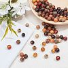 100Pcs 10 Colors Natural African Padauk Wood Beads Strands WOOD-FH0001-71-3