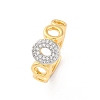 Brass Micro Pave Clear Cubic Zirconia Cuff Finger Rings for Women RJEW-C116-08G-4