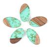 Transparent Resin & Walnut Wood Pendants RESI-S389-041A-B02-1