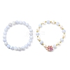 Adjustable Natural Blue Lace Agate Stretch Bracelets BJEW-JB14143-4