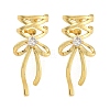 Brass Micro Pave Clear Cubic Zirconia Bowknot Cuff Earrings EJEW-P295-01G-1