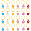 24Pcs 6 Colors Alloy Enamel Flower Keychain KEYC-NB00013-1