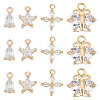 12Pcs 3 Style Brass Cubic Zirconia Charms KK-BBC0011-55-1