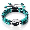 Black and White Yin Yang Natural Howlite Braided Bracelets NA9786-10-1