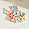 Floral Fabric Iron Cuff Bangles for Women FS-WG41D7B-07-1