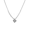 Staniless Steel 3D Cube Bead Heart Pendant Necklaces VK6442-3