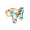Adjustable Brass Glass Finger Rings RJEW-P148-A01-22-2