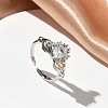 Brass Micro Pave Cubic Zirconia Cuff Open Rings RJEW-C163-04P-1
