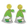 Saint Patrick's Day Sparkling Acrylic Dangle Stud Earrings LS-EJEW-P243-A04-1