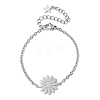 304 Stainless Steel Daisy Link Bracelets BJEW-F500-01P-2
