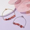 Natural Red Agate Chips Beaded Anklets Set with 304 Stainless Steel Cable Chains AJEW-AN00481-04-2