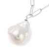 Anti-Tarnish 925 Sterling Silver with Pearl Pendant Necklaces STER-Z009-13P-2