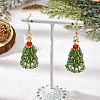 Christmas Brass with Glass Seed Beads Dangle Earrings EJEW-MZ00823-1