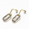 Brass Micro Pave Cubic Zirconia Dangle Stud Earrings EJEW-S208-137A-NF-2