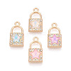 Rack Plating Alloy Rhinestone & Glass Pendants PALLOY-T092-90M-G-1