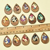 14Pcs 7 Colors Walnut Wood Resin Pendants WOOD-FS0001-31-5