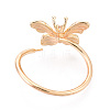 Butterfly Shape Brass Micro Pave Clear Cubic Zirconia Cuff Ring Settings KK-T076-50G-3