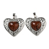 Natural Mahogany Obsidian Peach Love Heart Pendants G-G158-01O-1