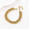 304 Stainless Steel Byzantine Chains Bracelets for Women BJEW-F536-13G-4