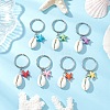 Synthetical Turquoise & Natural Mixed Cowrie Shell Keychains KEYC-JKC01344-1