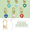 DICOSMETIC 6Pcs 6 Colors Heart with Evil Eye Alloy Enamel Pendant Decoration KEYC-DC0001-27-5