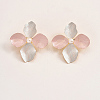 Alloy Imitation Pearl Flower Stud Earrings OJ1811-3