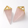 Natural Rose Quartz Point Pendulum Pendants G-E301-06G-1