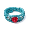 Resin and Synthetic Turquoise Wrap Bracelets Sets BJEW-JB10759-01-1