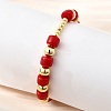 ABS Imitation Pearl Round Beads Stretch Bracelets for Women BJEW-D317-12C-G-3