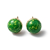 Enamel Half Round Stud Earrings EJEW-P229-01G-03-1