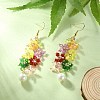 Acrylic Beaded Flower with Imitation Pearl Dangle Earrings EJEW-MZ00061-2
