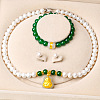 Natural Freshwater Pearl Chrysoprase Beaded Necklace & Bracelets & Earrings Sets for Women WGE4EAE-21-1