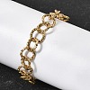 Textured 304 Stainless Steel Rolo Chain Bracelets for Women BJEW-A157-01G-2