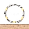 304 Stainless Steel Rectangle Link
Chain & Byzantine Chains Bracelets for Women Men BJEW-F527-08B-GP-5