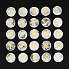 Brass Elder Futhark Alphabet Engraved Symbol Flat Round Natural Quartz Crystal Rune Stones G-I373-01B-1