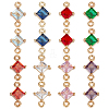 16Pcs 8 Colors Transparent Glass Links/Connectors GLAA-ME0001-12-1
