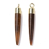 Natural Tiger Eye Brass Pointed Pendants G-B025-02LG-14-2