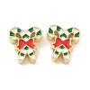 Christmas Brass Enamel Beads KK-I474-G08-1