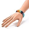 Round Synthetic Turquoise(Dyed) & Mixed Stone Braided Bead Bracelet for Girl Wome BJEW-JB06961-03-3