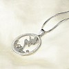 201 Stainless Steel Crystal Rhinestone Ring with Mermaid Pendant Necklaces for Women NJEW-P327-02P-3