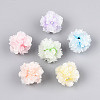 Polymer Clay Rhinestone Beads with Embossed Resin Roses RESI-T059-01A-1