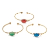 Wire Wrapped Natural Agate Cuff Bangles BJEW-TA00742-2